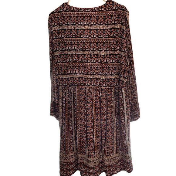 Anthropologie Mauve Boho Floral Print V-Neck Tunic Dress with Embroidered Detail - Picture 7 of 7